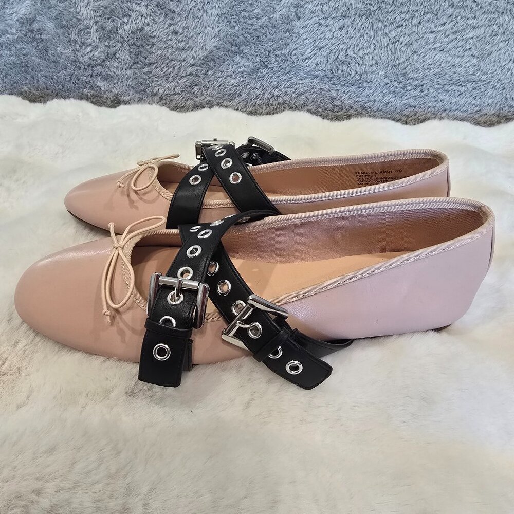 Madden Girl Pearll Crossband Ballet Flats pink & black Women's Size 11 NEW - Picture 2 of 9